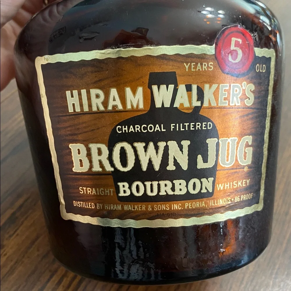 Hiram Walker’s Brown Jug Bourbon bottle